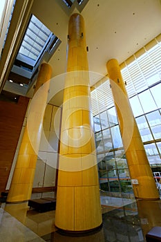 Tall pillars and office interior