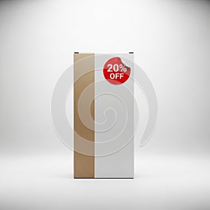 Box is set against a plain light gray background emphasizing its