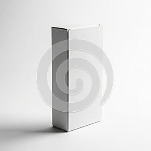 Tall Rectangular White Cardboard Box on White Background packaging container