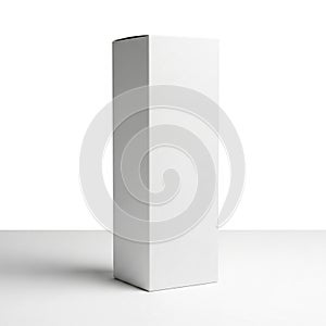 Tall Rectangular White Cardboard Box on a White Surface packaging box shipping box