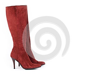 Tall Red Suede Boots