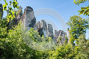 Tall rock formation in Bohemian Paradise, Czechia