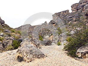 Tall Rock Formations Along The Strawhouse Wash In Big Bend