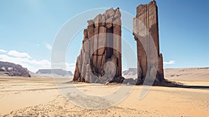 a tall rock formations in a desert