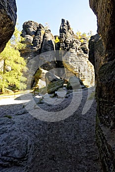 Tall rock formations beside each other