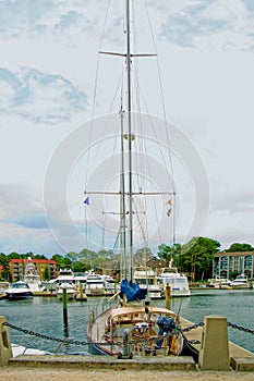 Tall Sailboat at Marina