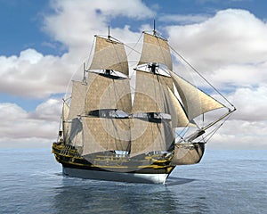 Tall Sailing Sea Ship Illustration
