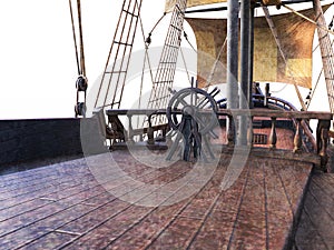 Tall Sailing Ship Deck, Isolated