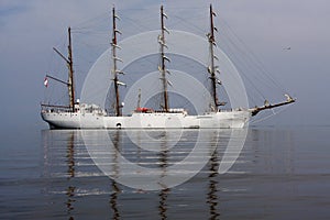 Tall Ship Anchored Off Shore, Ballestas Islands, Peru