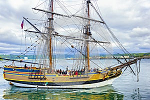 Tall ship Lady Washington in Newport, Oregon