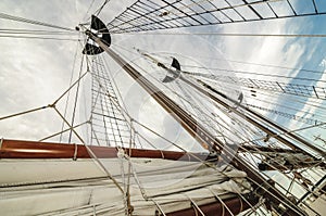 Tall ship mast and sail