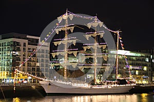 Tall ship moored at the liffey - Dublin