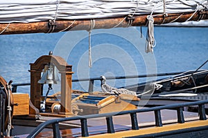 Tall shipâs bell on deck