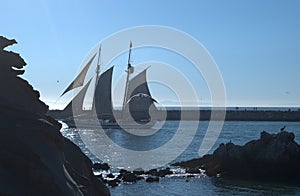 Tall Ship at sundown photo