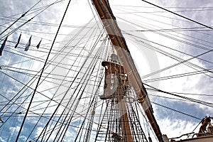 Tall Ships Mast and Rigging Reaching For Sky
