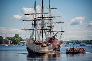 The Tall Ships Parade during the Kiel Week 2016, The Kieler Woche is performing during the 125th Kiel Week, AI Generated
