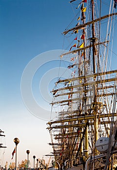 Tall ships in port