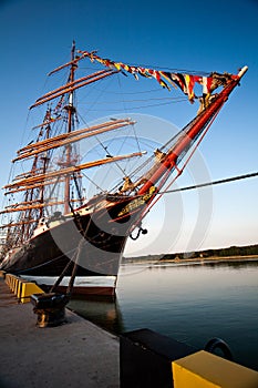 Tall ships in port