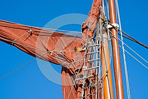 Tall ships red sail barge rigging