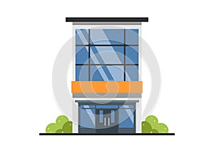 Tall shop building. Simple flat illustration.