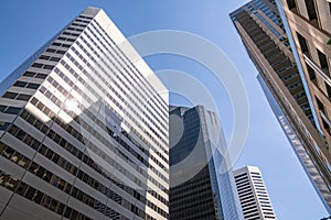 Tall skyscrapers in downtown city