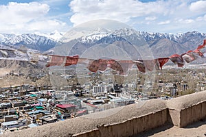 Tall snow-capped mountains south of Leh in northern India