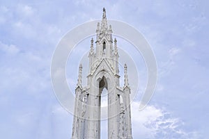 The tall spire of church