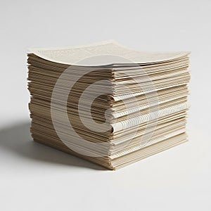 Stack of Aged Paper Documents with Text and Lines on a White Background pages