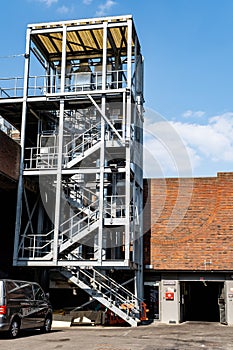 Tall Steel Frame Industrial Structure Stairs With Engineering Equipment