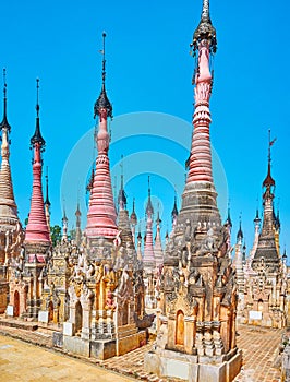 Tall stupas of Kakku Pagodas site, Myanmar