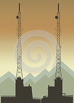 Tall telecommunication tower illustration