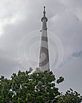 Tall television broadcasting tower with nice clouds background in Rameshwaram, Tamil Nadu, India