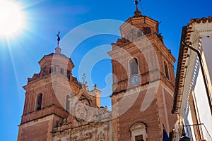 Tall towers of the huge church of the Immaculate Mary in the Andalusian village of Velez Rubio, Almeria. photo