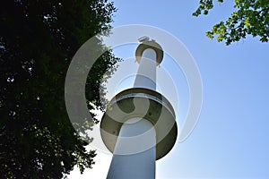 tall transmitter tower with a viewing platform