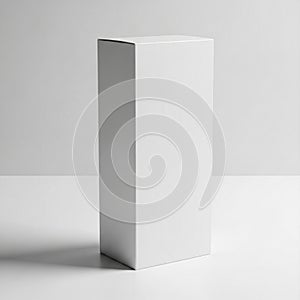 Tall White Rectangular Box or Package on White Surface with Shadow container packaging