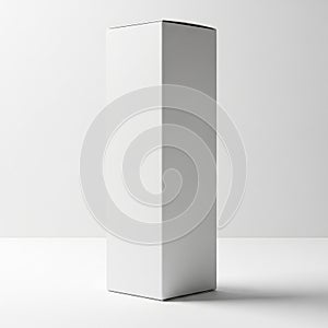 Tall White Rectangular Box on a White Surface with Soft Shadows packaging container