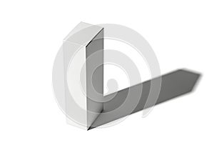 Tall white rectangular object casting a long shadow on a white background