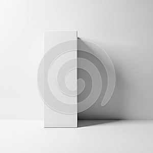A tall white rectangular object casting a shadow on a plain background