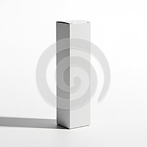 Tall White Rectangular Product Box with Shadow on White Background packaging