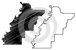 Talladega County, Alabama Counties in Alabama, United States of America,USA, U.S., US map vector illustration, scribble sketch photo