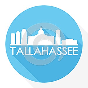 Tallahassee Florida Capital USA Round Icon Vector Art Flat Shadow Design Skyline City Silhouette Template Logo