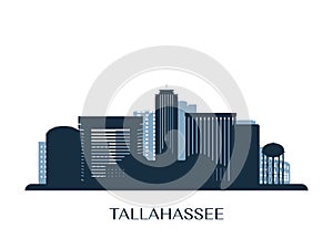 Tallahassee skyline, monochrome silhouette.