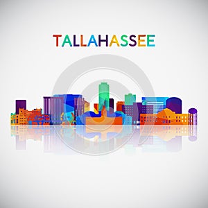 Tallahassee skyline silhouette in colorful geometric style.