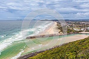 Tallebudgera Creek and Ocean coastline.