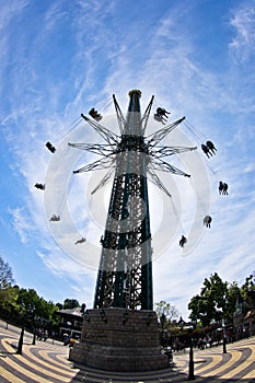 Tallest and largest flying swing carousel in the world at Prater, Vienna