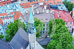 Tallin buildings. Medieval town aerial view