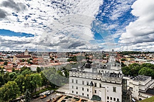 Tallin Estonia aerial drone image from Toompea hill with view from the Dome church, Tallinn, Estonia