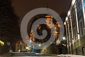 Tallinn Aleksander Nevski Cathedral at Winter Night photo