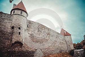 Tallinn the capital of Estonia. Gates in the fortress wall of the castle at the historic old town at Tallinn,