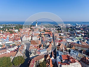 Tallinn City Cityscape. Estonia. Drone Point of View